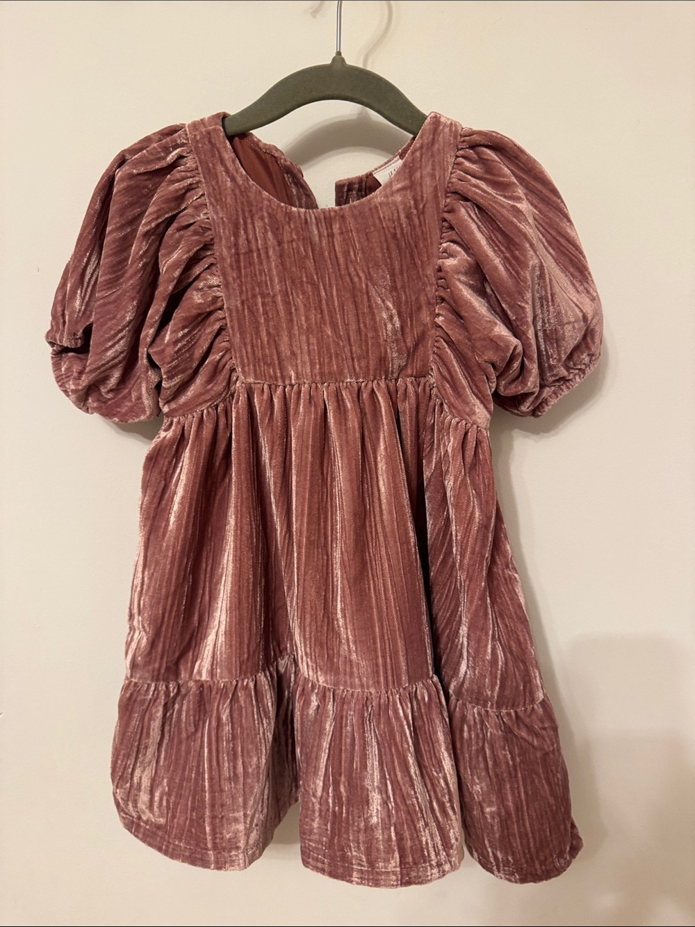 H&M Velvet Puff-Sleeve Dress - Dusty Rose